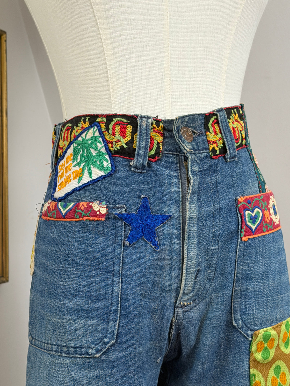 1970s ‘Big E’ Patched Levi Flared Jeans