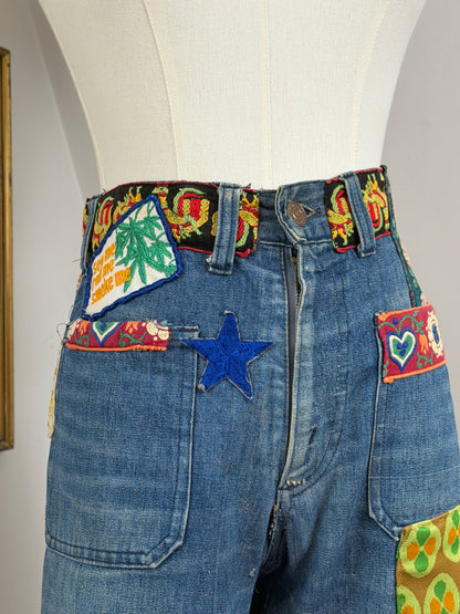 1970s ‘Big E’ Patched Levi Flared Jeans