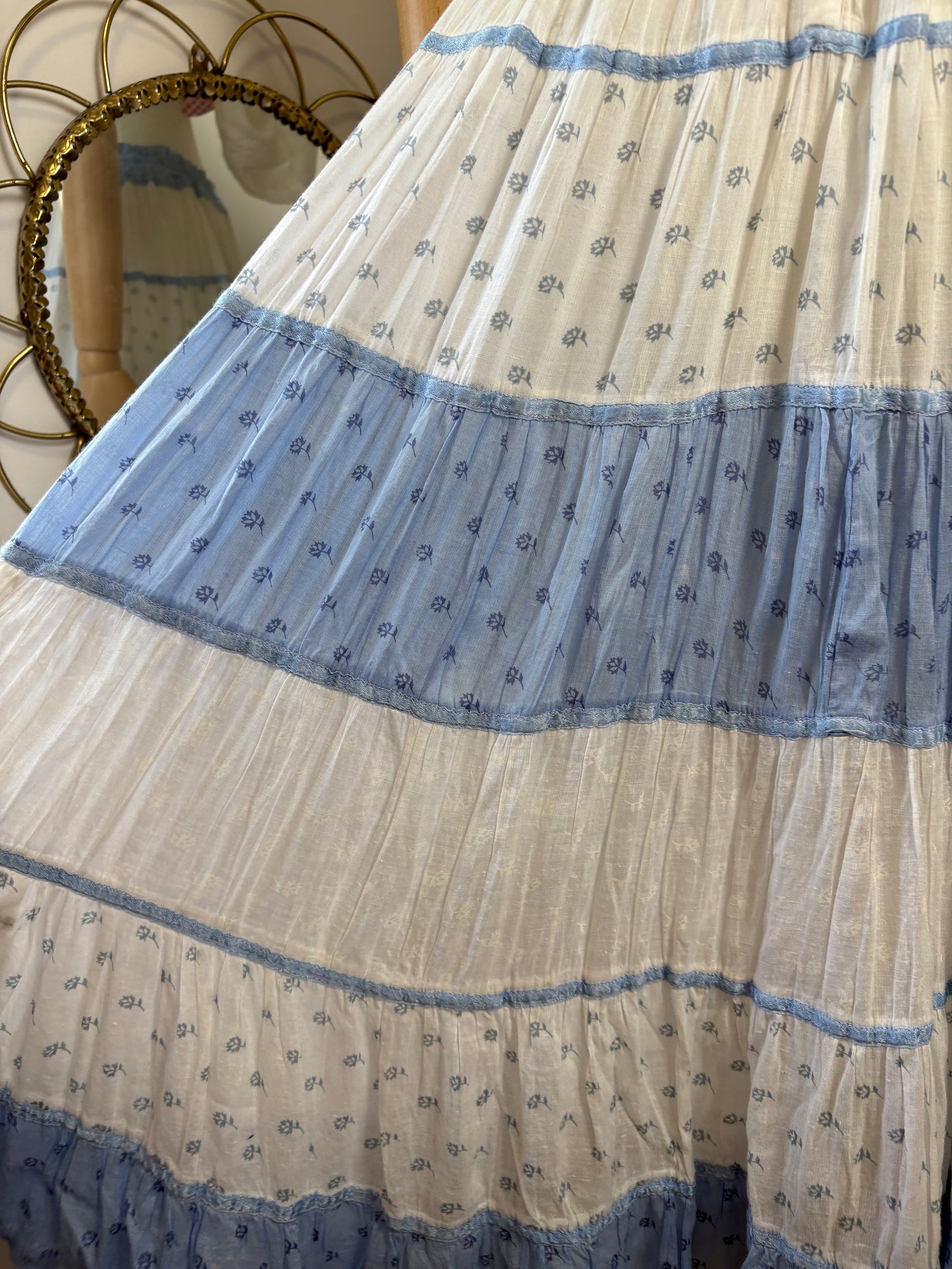 1970s Tiered Cotton Skirt