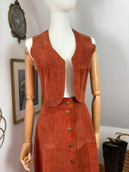 1970s Orange Suede Set