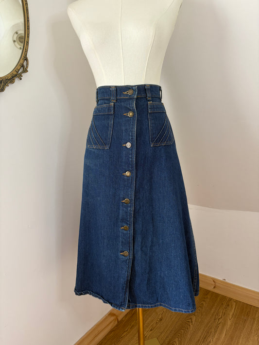 1970s Denim Midi Skirt
