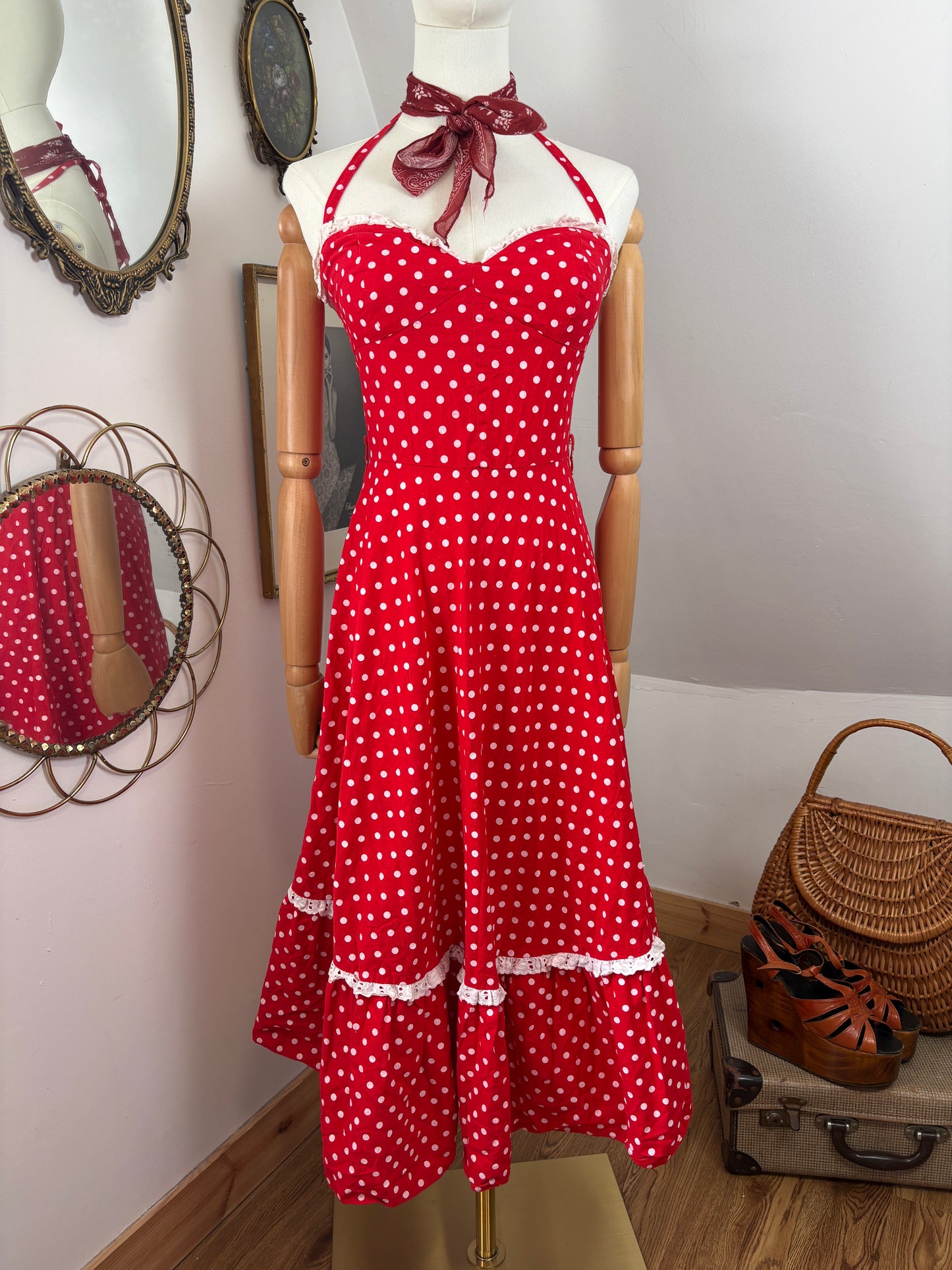 1970s Does 50s ‘Strawberry Studio’ Polka Dress