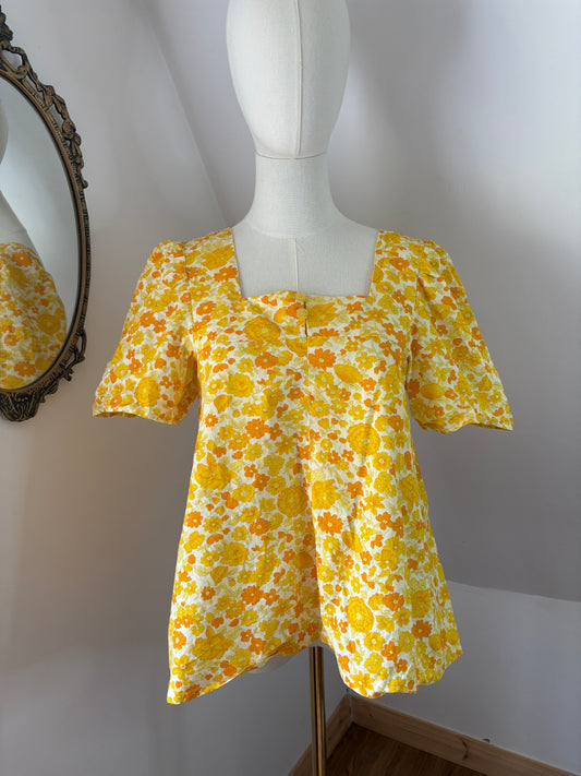 1960s Floral Smock Top