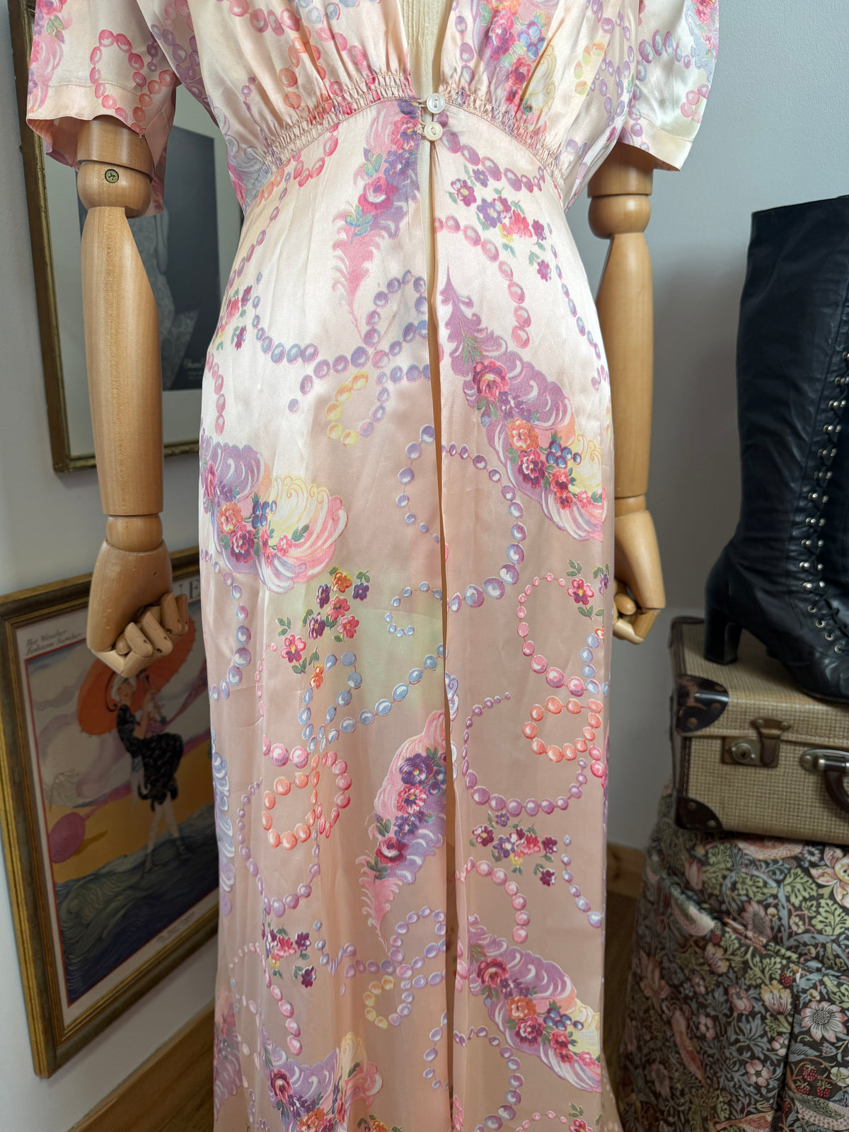 1940s Satin House Gown