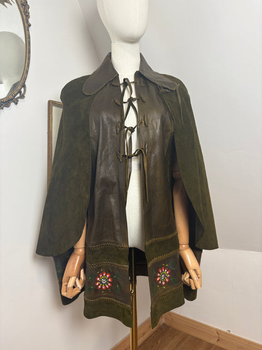 1970s ‘Char’ Leather & Suede Cape