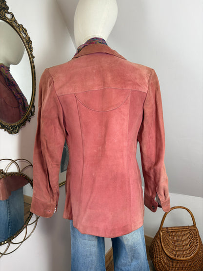 1970s Blush Pink Suede Jacket
