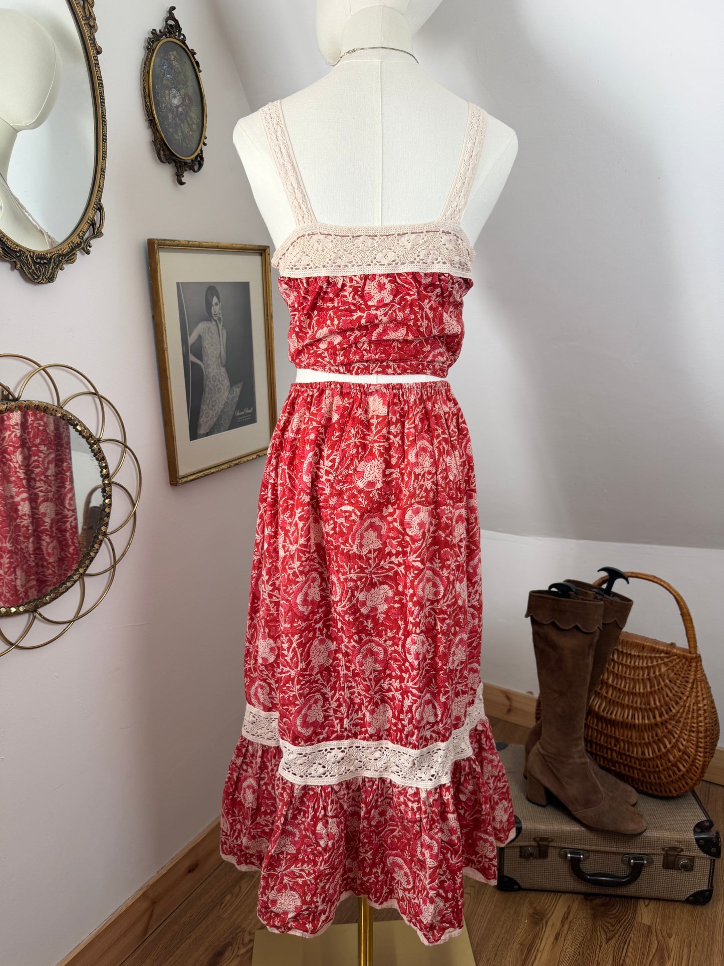 1970s Blockprint Cami & Skirt Set