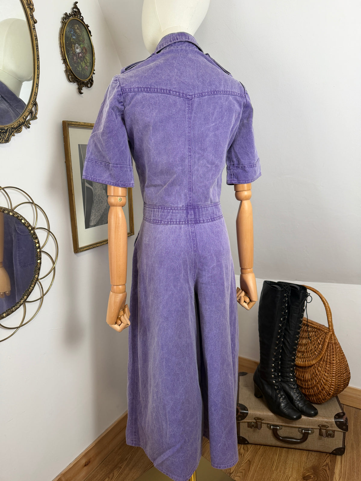 1970s Purple Denim Jumpsuit