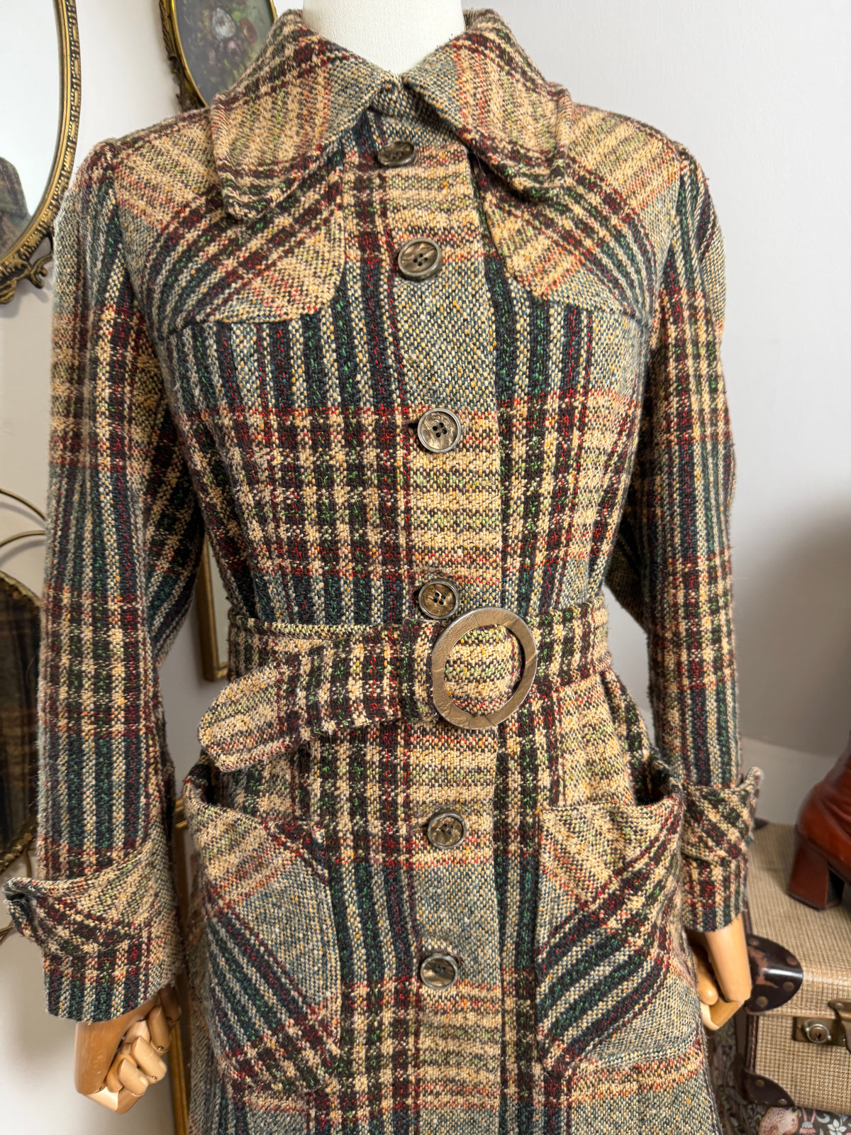 1970s Tweed Trench Coat