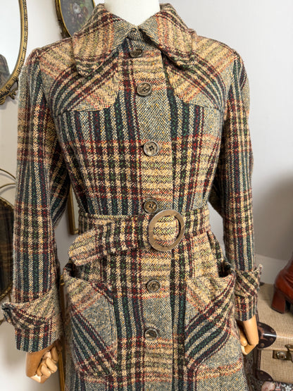 1970s Tweed Trench Coat