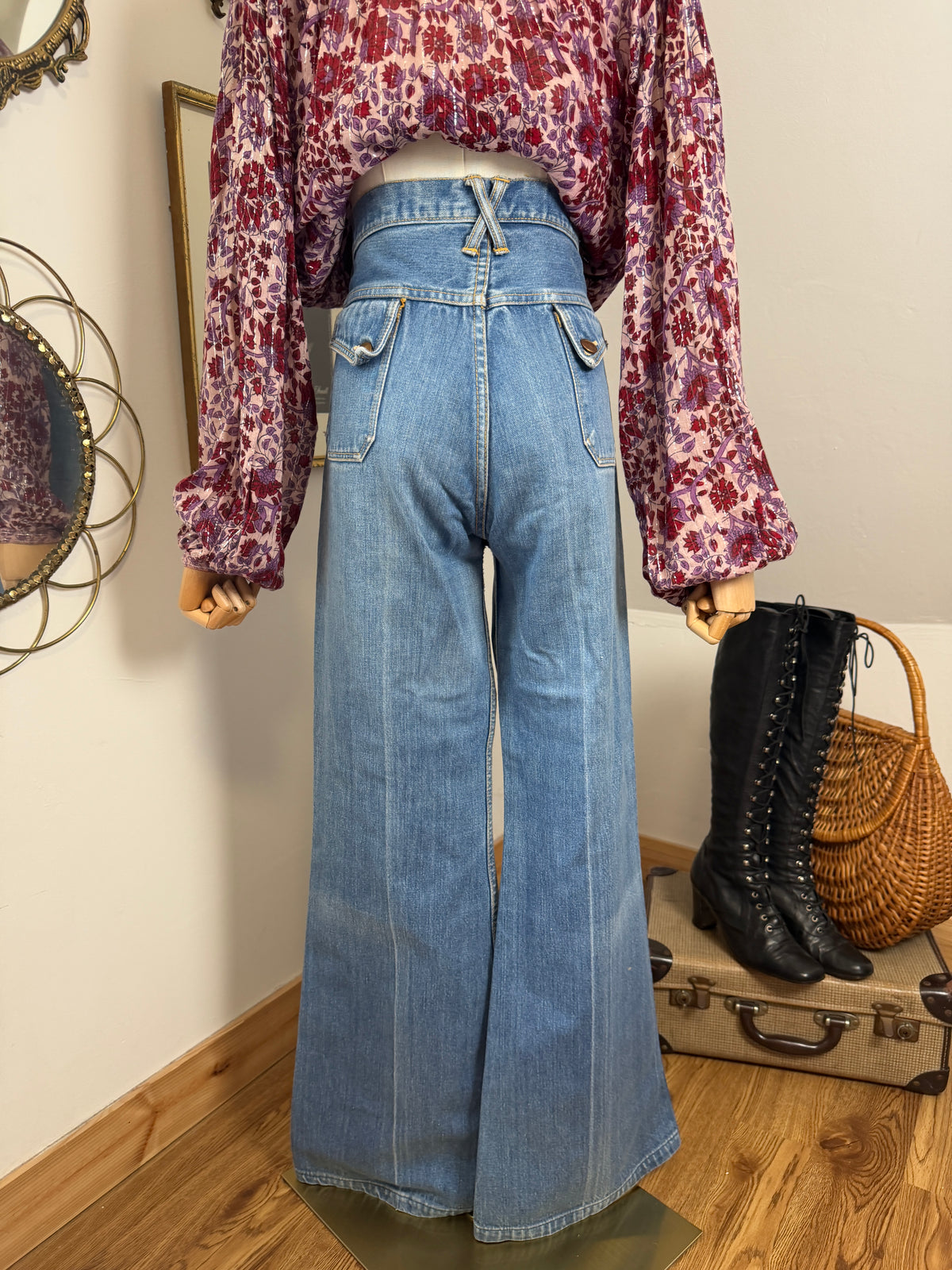 1970s Light Wash Denim Flares