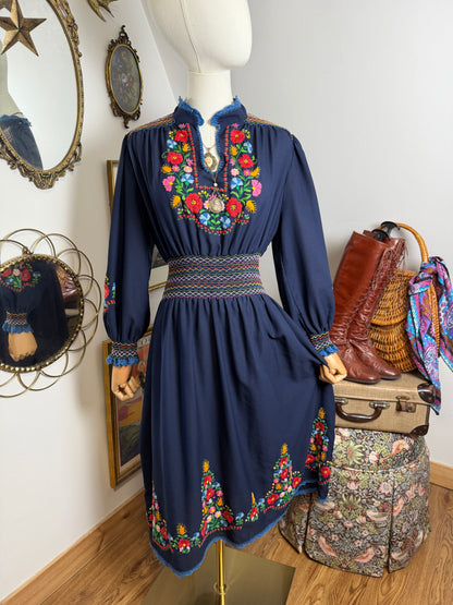 1970s Hungarian Embroidered Dress