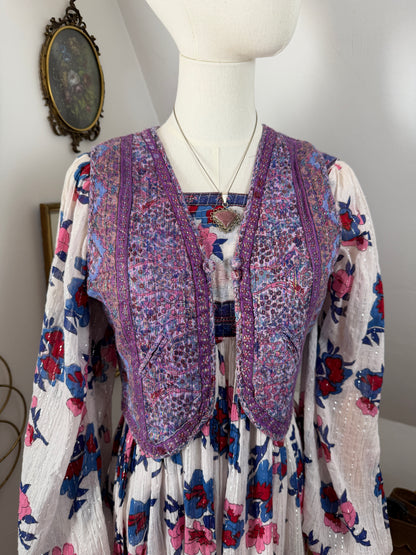1970s Purple Lurex Blockprint Vest