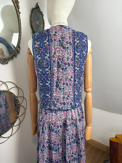 1970s Indian Block-print Vest & Skirt Set