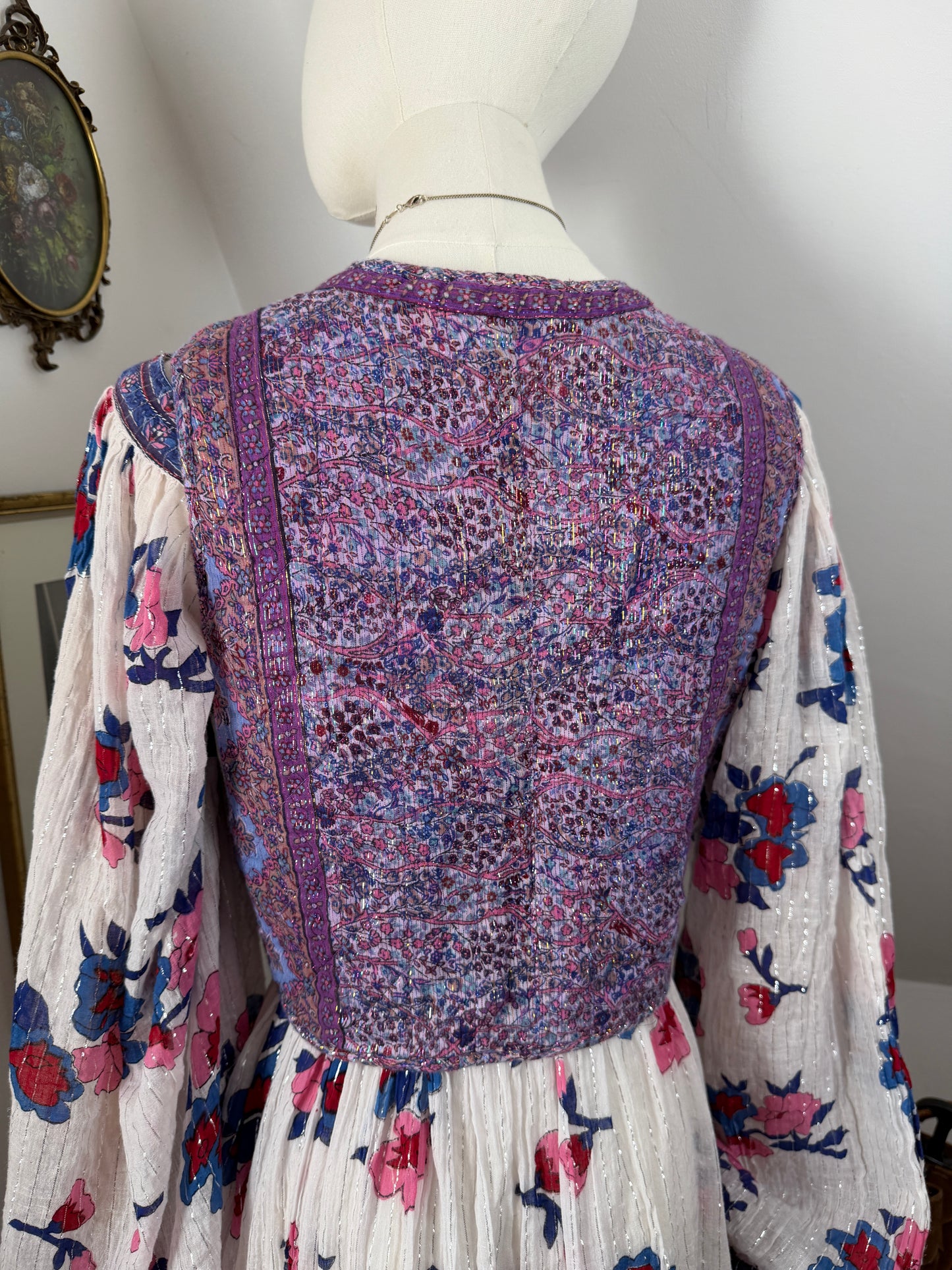 1970s Purple Lurex Blockprint Vest