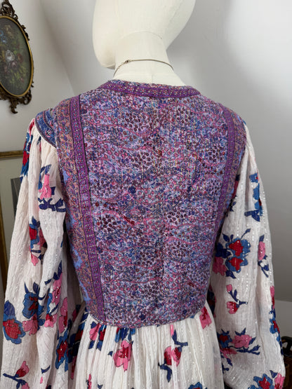 1970s Purple Lurex Blockprint Vest