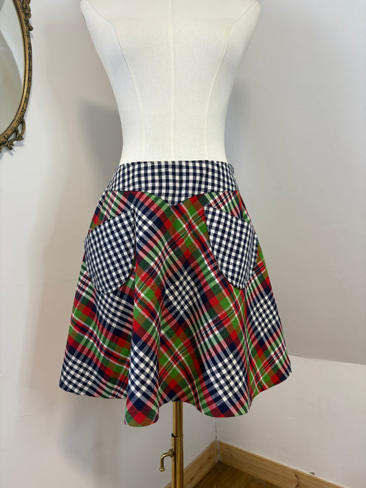 1960s Plaid & Gingham Mini Skirt