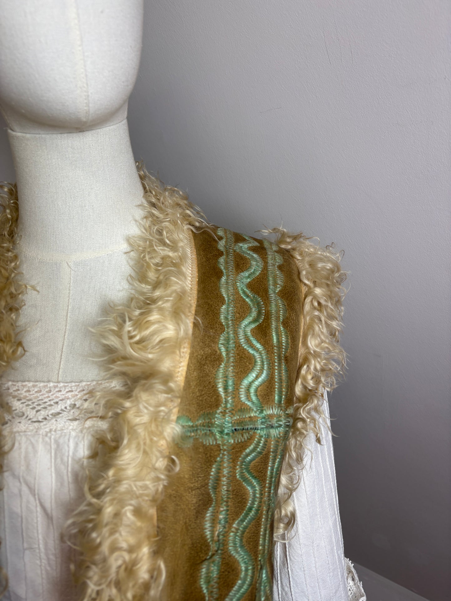 1960s Afghan Vest With Mongolian Trim