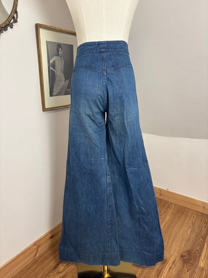 1970s Dark Wash Bellbottom Jeans