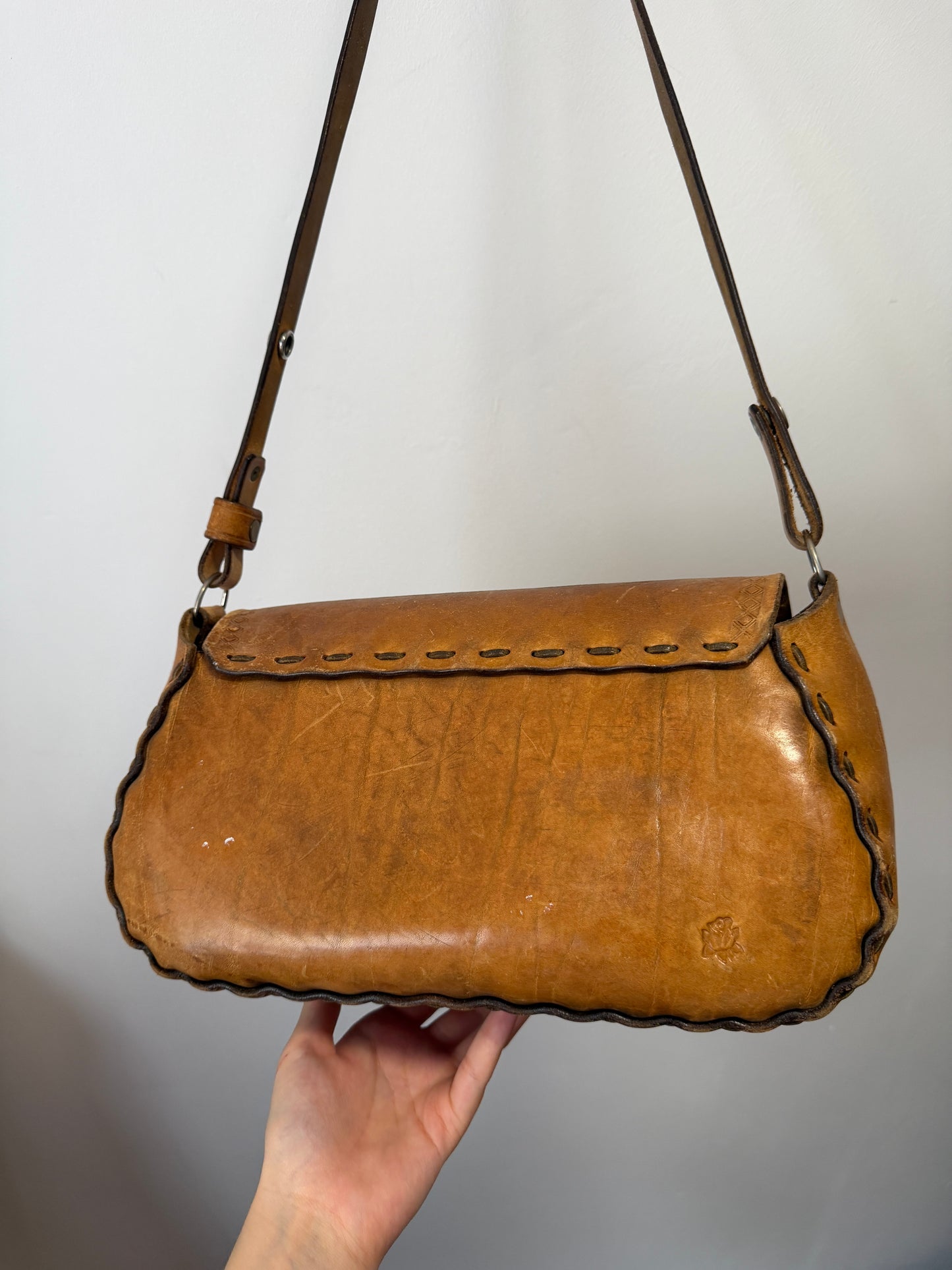 1970s Leather Tooled Bag