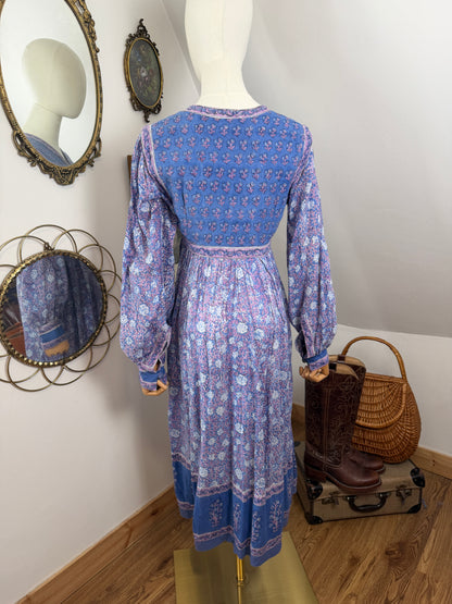 1970s Lilac Indian Blockprint Dress
