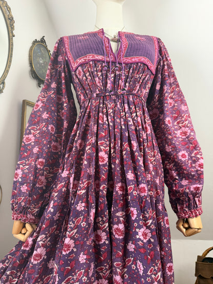 1970s ‘Mayur’ Purple Blockprint Dress