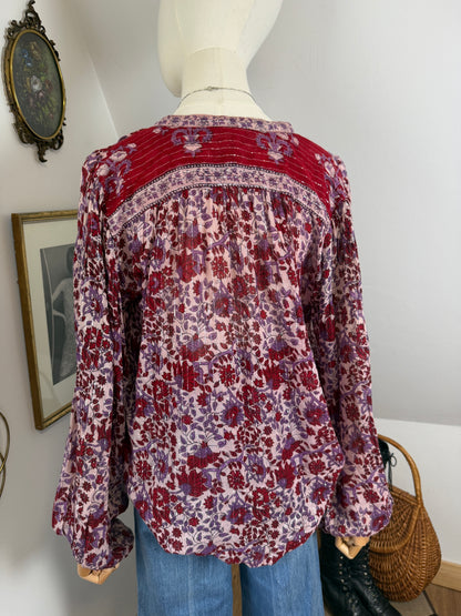 1970s Lurex Blockprint Blouse