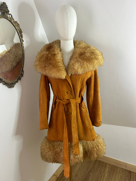 1960s Suede Fur Trim Coat