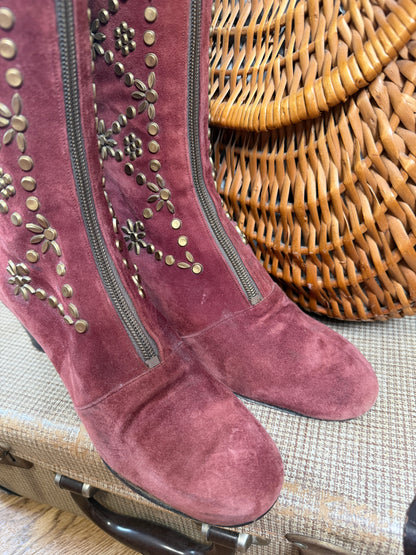 1960s / 70s Suede Studded Boots