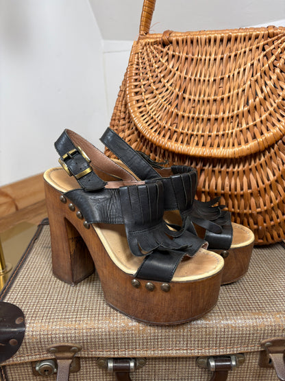1970s Platform Leather Sandals