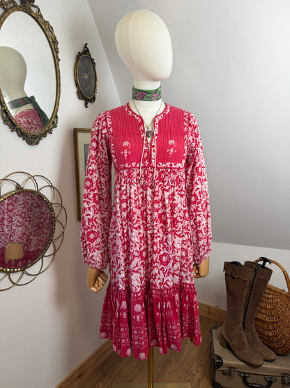 1970s Pink Indian Blockprint Dress