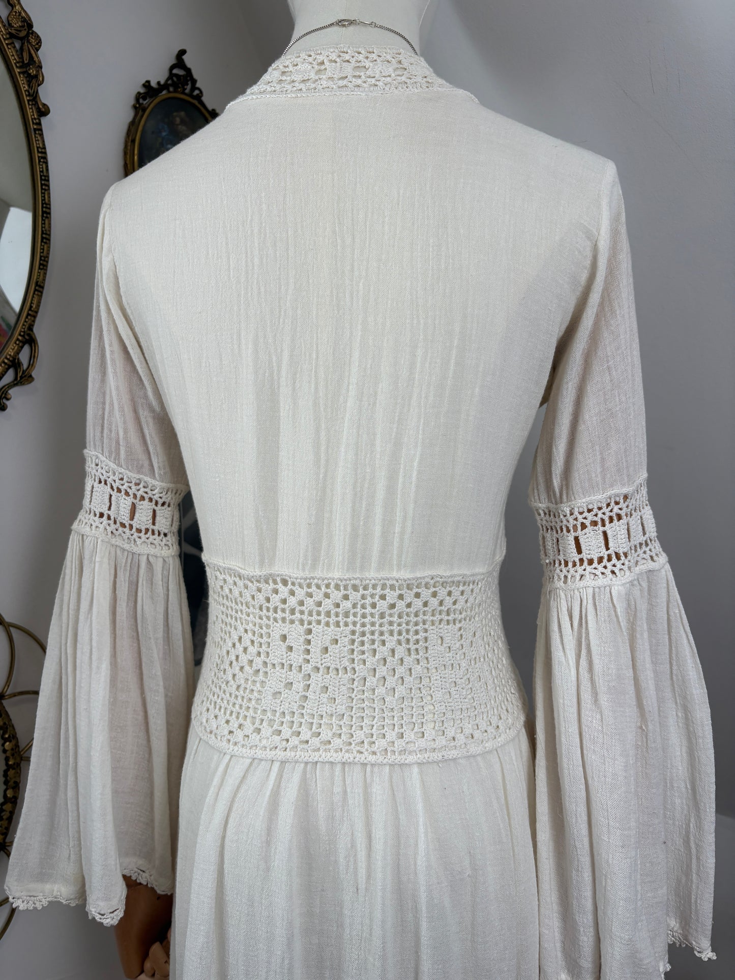 1970s Cheesecloth Maxi Dress