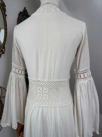 1970s Cheesecloth Maxi Dress