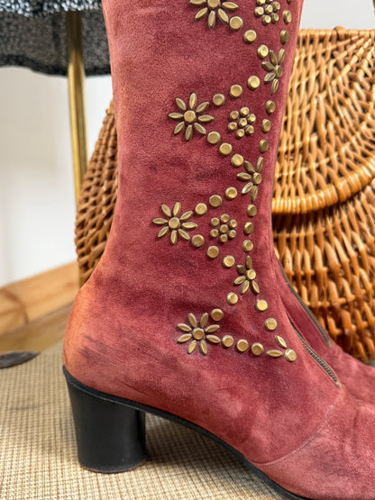 1960s / 70s Suede Studded Boots