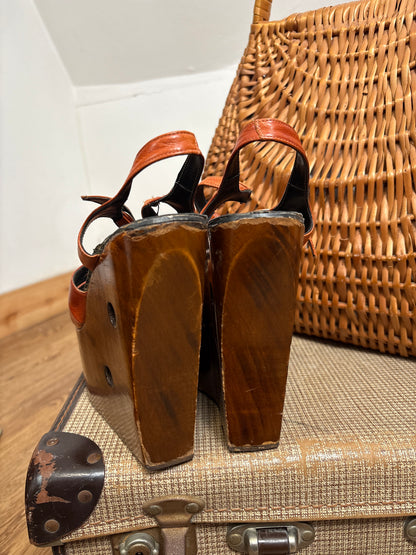 1970s Leather Platform Sandals