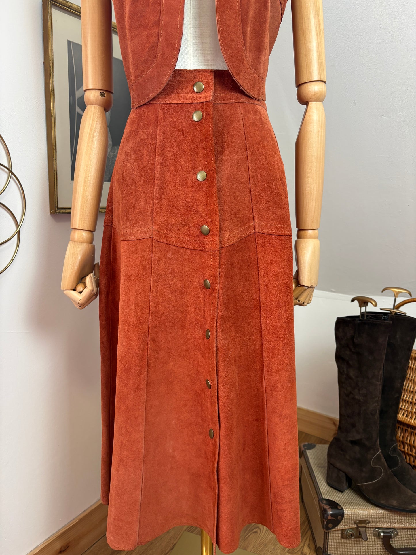 1970s Orange Suede Set
