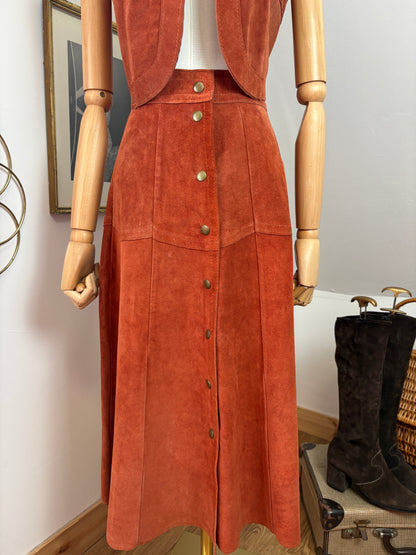 1970s Orange Suede Set