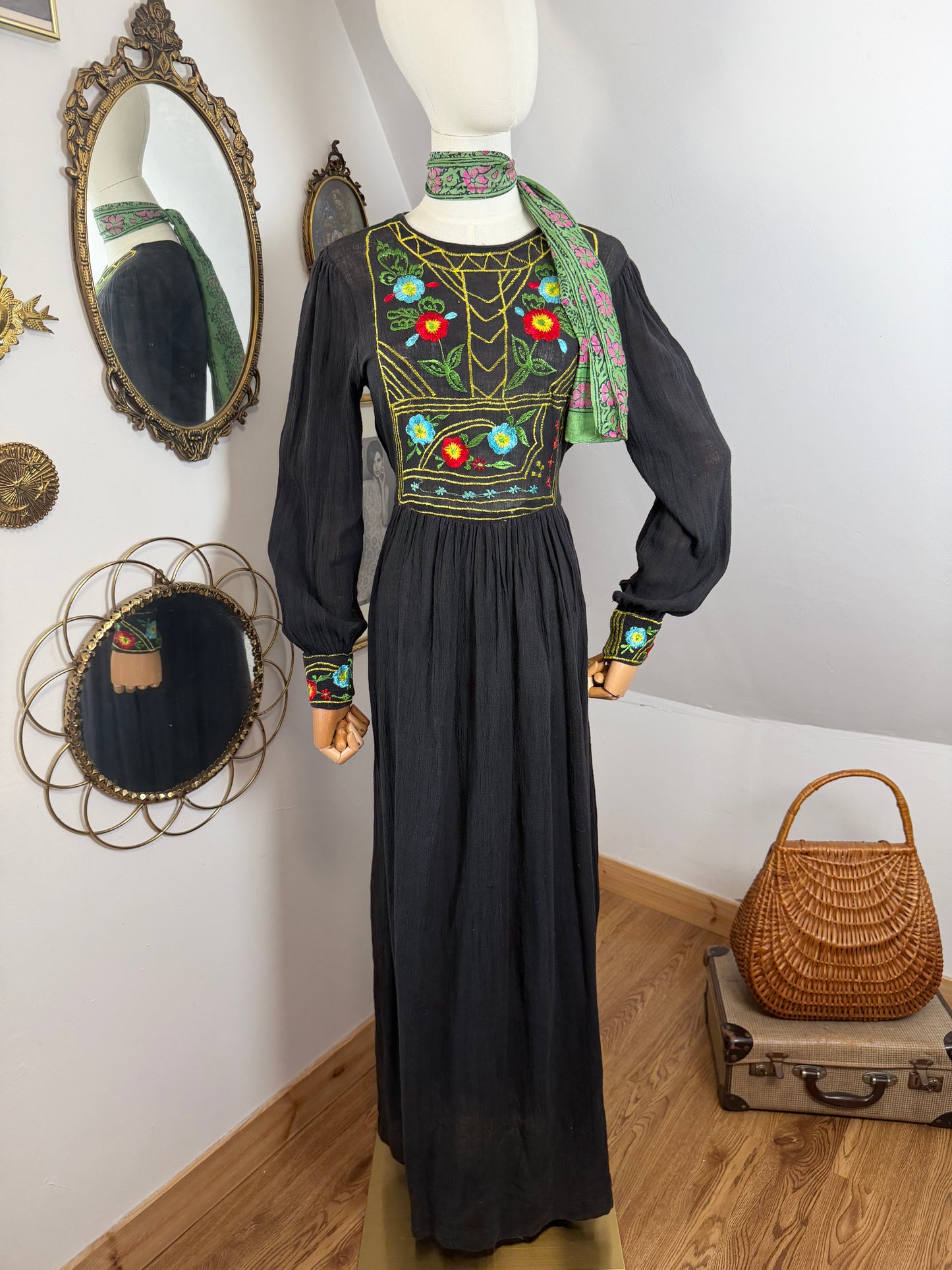 1960s Cheesecloth Embroidered Dress