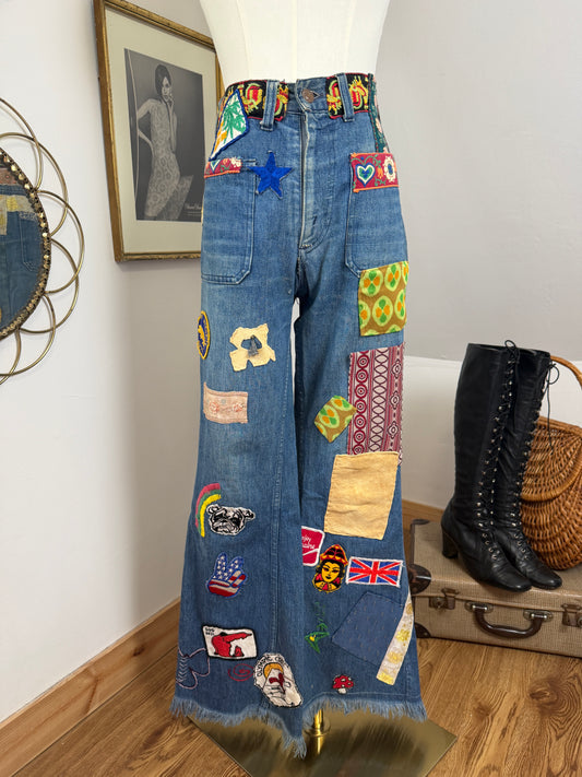 1970s ‘Big E’ Patched Levi Flared Jeans