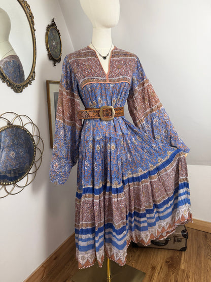 1970s Blue Indian Cotton Dress