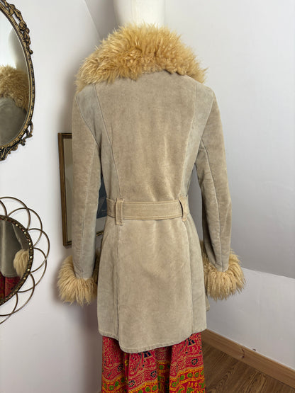 1970s Suede Fur Trim Coat