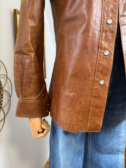 1970s Leather Studded Jacket