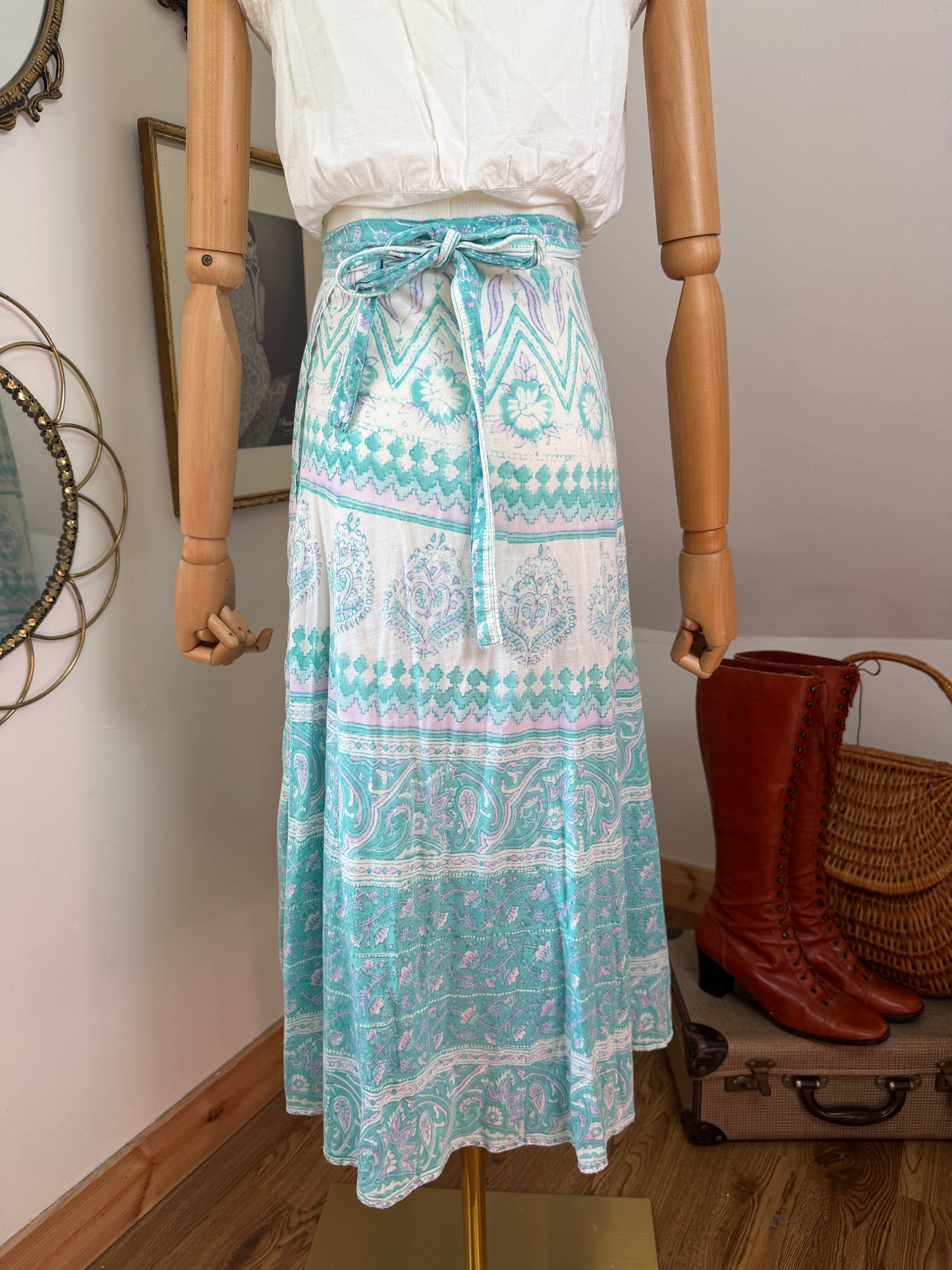 1970s ‘Phool’ Turquoise Wrap Skirt