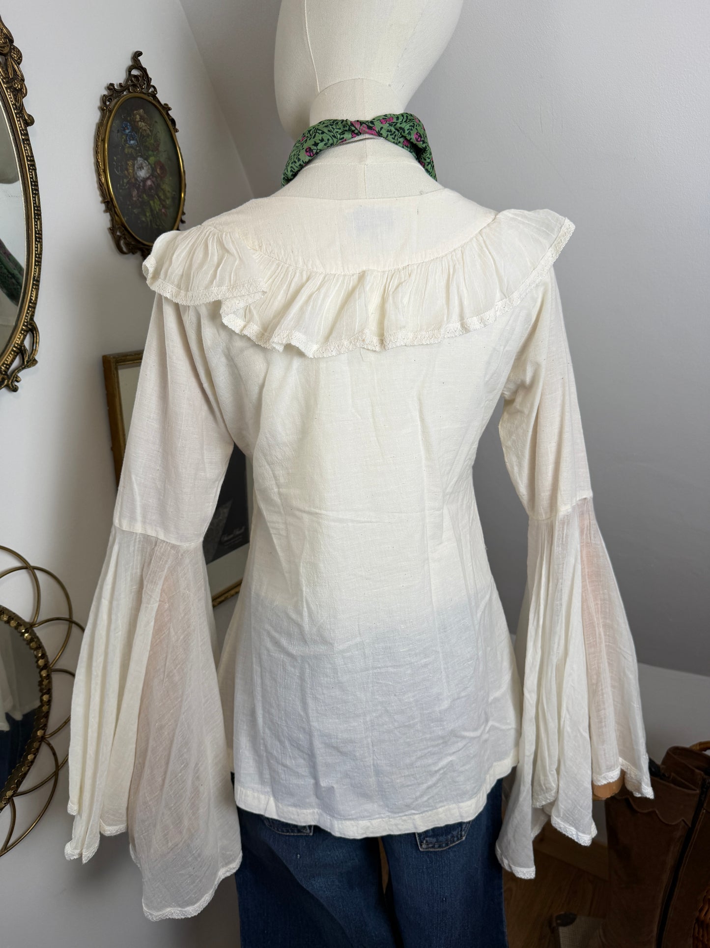 1970s Cotton Angel Sleeve Top