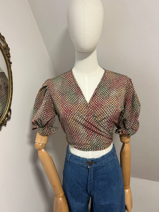 1970s Silk Wrap Top