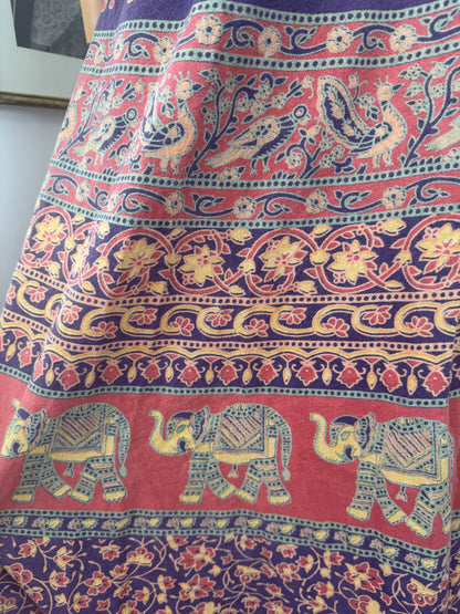 1970s Indian Blockprint Wrap Skirt