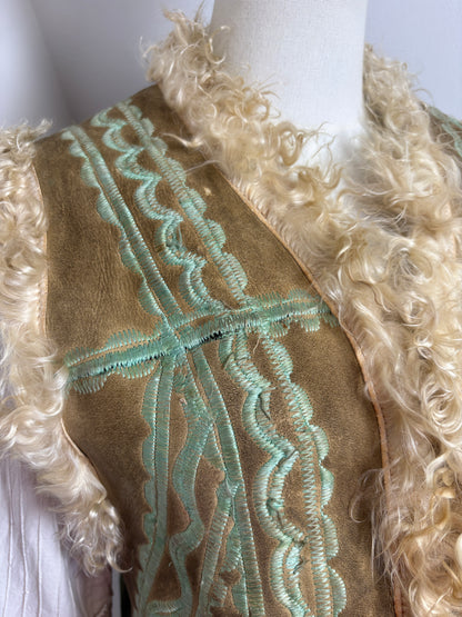 1960s Afghan Vest With Mongolian Trim