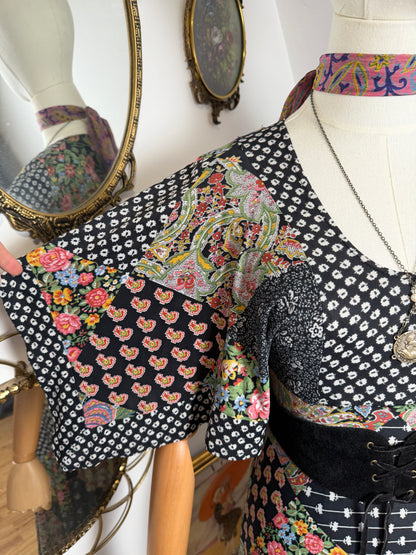 1970s Patchwork Handkerchief Dress