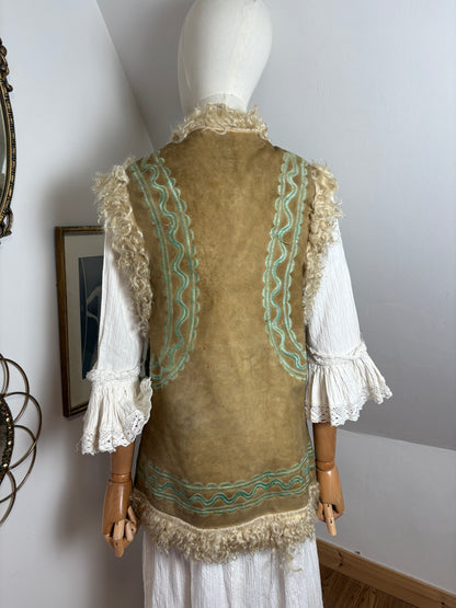 1960s Afghan Vest With Mongolian Trim