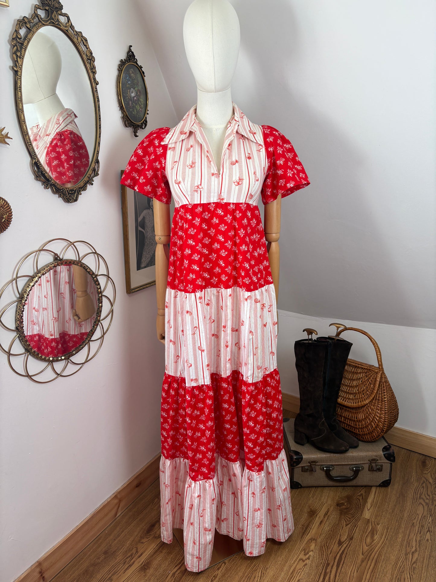1970s Cotton Fruit Dress